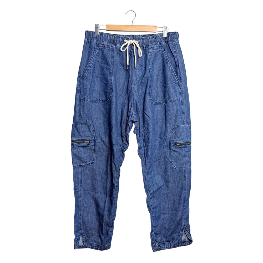 Pilcro Denim Cargo Pants Blue XL Drawstring Pull-on NWOT